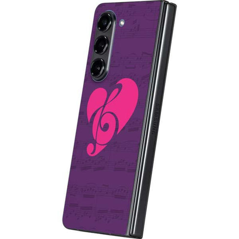 Purple Musical Notes Galaxy Z Fold5 5G Skin